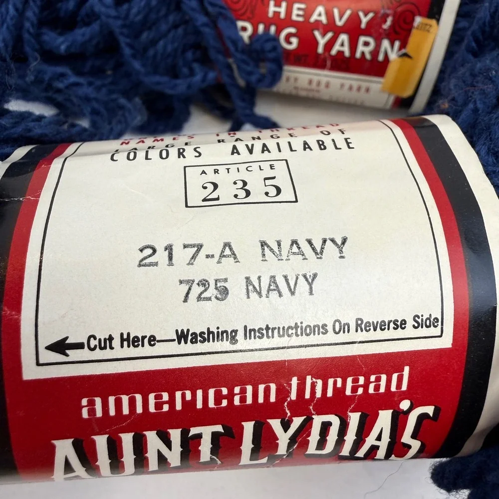 VTG Aunt Lydias Heavy Rug Yarn Navy Blue Rayon Cotton Article 235 Lot of 5
